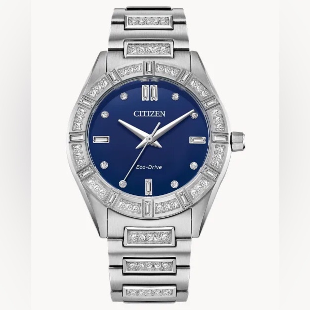 Citizen silhouette crystal silver tone stainless steel watch